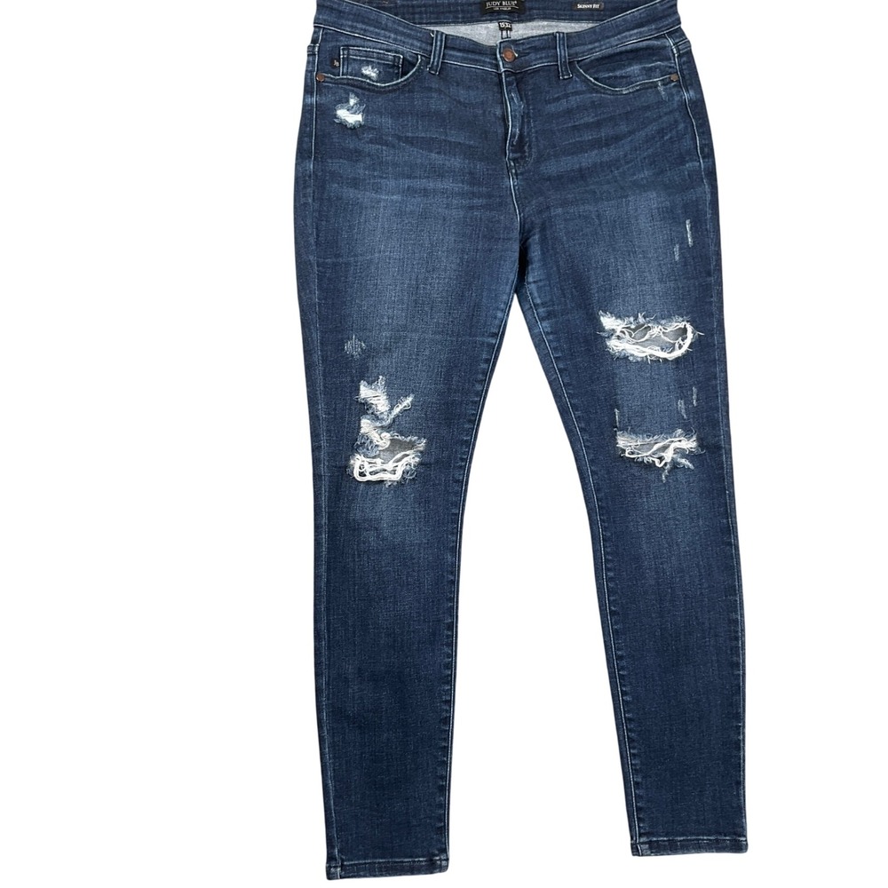 Judy Blue‎ Jeans Womens 15/32 Blue JB82214DK Distressed Skinny Fit Stretch Denim